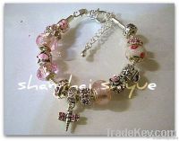 European style charm bracelet Pink Dragonfly