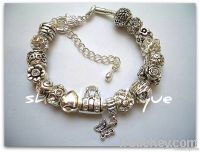 European style charm bracelet Diamante Silver