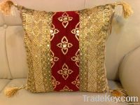 CUSHION COVER HANDMADE EMBROIDERED SEQUENCE BEADED WORK HOME TEXTILE