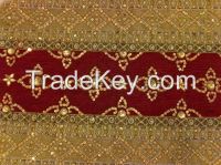 COTTON FABRIC HAND EMBROIDERED SEQUENCE BEADED WORK HOME TEXTILE