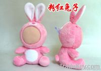 3d face photo doll-large pink rabbit