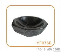 Antique Exterior and Polished Inner Marble Basin Nero Marquina