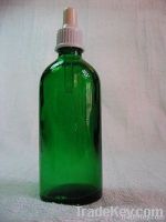 Green Glass Bottles  With White Bulb Glass Dropper