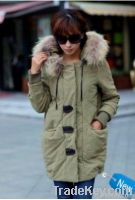 Fashionable Hooded Pure Color Padded Coat Light Army Green