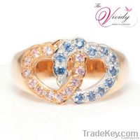 "Love Connection Ring" Heart Design with Sapphires