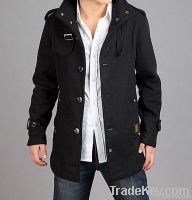 2011 New Mens Woolen Gray Grey / Black Trench Pea Coat Winter