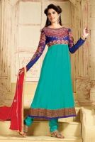 PARROT BLUE ENTHNIC EMBROIDERED SALWAR KAMEEZ