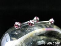 Round Stainless Steel Pink Topaz New Stud Earrings 906