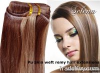 Hand tied skin weft remy human hair extemsions