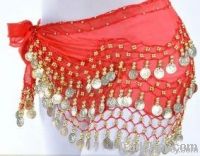 2012 new coins belly dance hip scarf