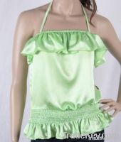Shimmering Green Satin Blouse