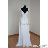 MGSD3008(f)-deep V neck chiffon wedding dress, bridal gown