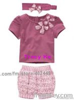 Free Shipping 10sets Baby costume, Baby headband + shirt+ pant, childr