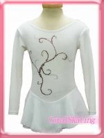 New attractive Ice figure skating dress 002-1B -inexpensive white bead