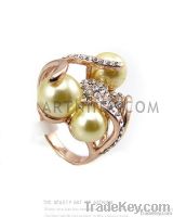 high quality alloy with 14k rose gold plated ivory white pearl flower