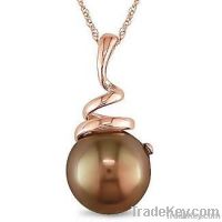 10k Rose Gold Brown Pearl Necklace, Gold Necklace, Fine Jewelry