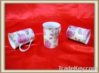 11oz straight porcelain mug with flower design