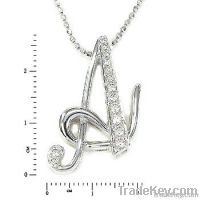 18K white gold diamond letter pendant