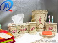 Beautiful 6pcs flower relief polyresin bath set