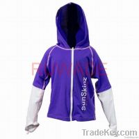 UV50+ children long sleeve rash guard hoodies with front zipper