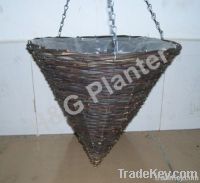 Cone rattan hanging basket