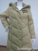 fashionable woman long down jacket