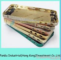 Super luxury diamond with 24K gold crystal bezel for iphone 4g