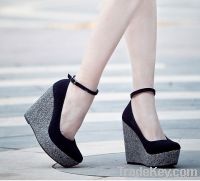 Make u look super thin Word-style buckle wedges Z0199 black