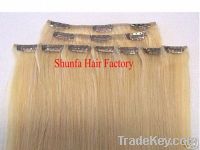 Clip-in human hair weft