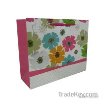 Silver stamping flowery paper shopping bag