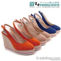 2012 new straw woven wedge heel surrounded shallow mouth sandals