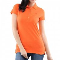 WOMEN ORANGE BASIC PIQUE POLO T-SHIRT