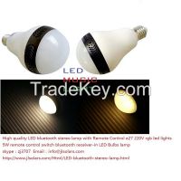 Bluetooth audio lamp  Bluetooth musiac light LED bluetooth stereo lamp with Remote Control e27 220V rgb led lights 5W