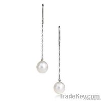 silver pearl pendant earring E179