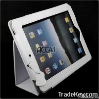 White Litchi Pattern Genuine Leather Protective Pouch Case for iPAD