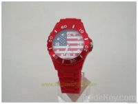 New fashion unisex ICE style silicone watch in national flag