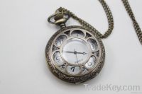 Archaize Pocket Quartz Watch Antique BLACK Necklace Xmas gift