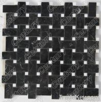 Basketweave nero margiue marble mosaic tile