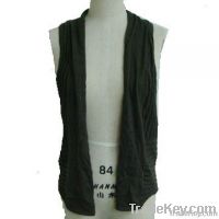 Woman Open Collar Sleeveless Blouse