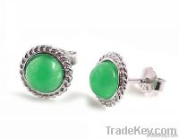 925 sterling silver jade stud earrings