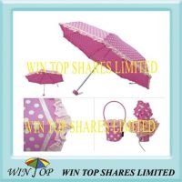 19.5 inch 5 Fold Printed Umbrella with Lace