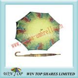 23" Manual Wooden Heat Transfer Craft Umbrella