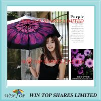 Brand new 3 folds Anti UV black adhesive Violet umbrella