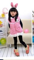 New Fashion Little Flower Print Rabbit Cute Girls Winter Vest Hoodie Children Clothing