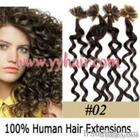 100S 20 inch remy curly nail tip hair 0.5g/s Human Hair Extensions #02