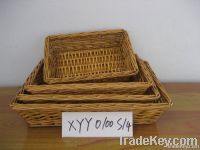 3 pcs rectangle wicker willow tray