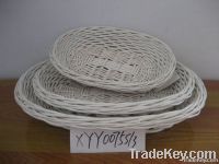 3 pcs white oval wicker willow tray