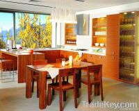 Teak veneer kitchen cabinets