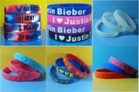 Custom Silk Screen Heat Transfer Printing Logo Silicon Wristband Rubber Bracelet        