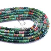 8*12mm bamboo indian agate semi-precious stone for jewelry DIY